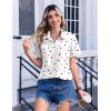 Zeagoo Womens Button Down Shirt Bust Pocket Short Sleeve Blouses Business Casual Work Tops Summer Outfits(Heart Colorful 25)