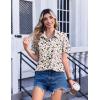 Zeagoo Womens Button Down Shirt Bust Pocket Short Sleeve Blouses Business Casual Work Tops Summer Outfits(Leopard Apricot 443)