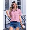 Zeagoo Womens Button Down Shirt Bust Pocket Short Sleeve Blouses Business Casual Work Tops Summer Outfits(Letters Love 81)