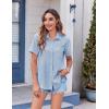 Zeagoo Womens Button Down Shirt Bust Pocket Short Sleeve Blouses Business Casual Work Tops Summer Outfits(Light Blue)