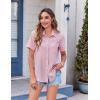 Zeagoo Womens Button Down Shirt Bust Pocket Short Sleeve Blouses Business Casual Work Tops Summer Outfits(Light Pink)