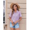 Zeagoo Womens Button Down Shirt Bust Pocket Short Sleeve Blouses Business Casual Work Tops Summer Outfits(Lilac)