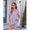 Zeagoo Womens Button Down Shirt Bust Pocket Short Sleeve Blouses Business Casual Work Tops Summer Outfits(Lilac)