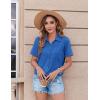 Zeagoo Womens Button Down Shirt Bust Pocket Short Sleeve Blouses Business Casual Work Tops Summer Outfits(Snorkel Blue)
