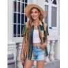 Zeagoo Womens Button Down Shirt Bust Pocket Short Sleeve Blouses Business Casual Work Tops Summer Outfits(Stripes Multicolor 289)