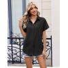 Zeagoo Womens Button Down Shirt Short Sleeve Blouse V Neck Dressy Casual Business Work Tops with Pocket S-XXL(Black)