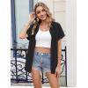 Zeagoo Womens Button Down Shirt Short Sleeve Blouse V Neck Dressy Casual Business Work Tops with Pocket S-XXL(Black)