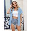 Zeagoo Womens Button Down Shirt Short Sleeve Blouse V Neck Dressy Casual Business Work Tops with Pocket S-XXL(Blue)