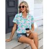 Zeagoo Womens Button Down Shirt Short Sleeve Blouse V Neck Dressy Casual Business Work Tops with Pocket S-XXL(Colorful Coral)