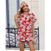 Zeagoo Womens Button Down Shirt Short Sleeve Blouse V Neck Dressy Casual Business Work Tops with Pocket S-XXL(Floral Red)