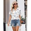 Zeagoo Womens Button Down Shirt Short Sleeve Blouse V Neck Dressy Casual Business Work Tops with Pocket S-XXL(Floral White)