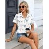 Zeagoo Womens Button Down Shirt Short Sleeve Blouse V Neck Dressy Casual Business Work Tops with Pocket S-XXL(Floral White)