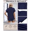 Zeagoo Womens Button Down Shirt Short Sleeve Blouse V Neck Dressy Casual Business Work Tops with Pocket S-XXL(Navy Blue)