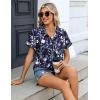 Zeagoo Womens Button Down Shirt Short Sleeve Blouse V Neck Dressy Casual Business Work Tops with Pocket S-XXL(Navy Floral)