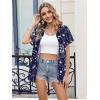 Zeagoo Womens Button Down Shirt Short Sleeve Blouse V Neck Dressy Casual Business Work Tops with Pocket S-XXL(Navy Floral)