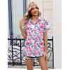 Zeagoo Womens Button Down Shirt Short Sleeve Blouse V Neck Dressy Casual Business Work Tops with Pocket S-XXL(Pink Floral)