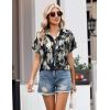 Zeagoo Womens Button Down Shirt Short Sleeve Blouse V Neck Dressy Casual Business Work Tops with Pocket S-XXL(Tie Dye)