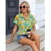 Zeagoo Womens Button Down Shirt Short Sleeve Blouse V Neck Dressy Casual Business Work Tops with Pocket S-XXL(Vibrant Tropical Plants)