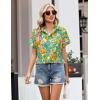 Zeagoo Womens Button Down Shirt Short Sleeve Blouse V Neck Dressy Casual Business Work Tops with Pocket S-XXL(Vibrant Tropical Plants)