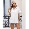 Zeagoo Womens Button Down Shirt Short Sleeve Blouse V Neck Dressy Casual Business Work Tops with Pocket S-XXL(White)