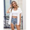 Zeagoo Womens Button Down Shirt Short Sleeve Blouse V Neck Dressy Casual Business Work Tops with Pocket S-XXL(White)
