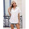 Zeagoo Womens Button Down Shirt Short Sleeve Blouse V Neck Dressy Casual Business Work Tops with Pocket S-XXL(White Heart)