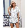 Zeagoo Womens Button Down Shirt Short Sleeve Blouse V Neck Dressy Casual Business Work Tops with Pocket S-XXL(White Leaves)