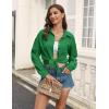 Zeagoo Womens Button Down Shirts Casual Long Sleeve Blouses V Neck Dress Shirt Textured Collared Work Tops with Pocket(Green)