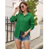 Zeagoo Womens Button Down Shirts Casual Long Sleeve Blouses V Neck Dress Shirt Textured Collared Work Tops with Pocket(Green)