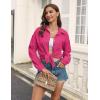 Zeagoo Womens Button Down Shirts Casual Long Sleeve Blouses V Neck Dress Shirt Textured Collared Work Tops with Pocket(Hot Pink)