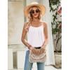 Zeagoo Womens Camisole Tank Tops Summer Adjustable Spaghetti Strap Loose Fit Flowy Shirts Sleeveless Trendy Clothes(White)