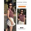 Zeagoo Women’s Cap Short Sleeve T-Shirts Ruched Crew Neck Trendy Fashion Tunic Blouse(2-dark Red)