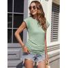 Zeagoo Women’s Cap Short Sleeve T-Shirts Ruched Crew Neck Trendy Fashion Tunic Blouse(2-light Green)