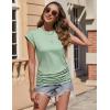Zeagoo Women’s Cap Short Sleeve T-Shirts Ruched Crew Neck Trendy Fashion Tunic Blouse(2-light Green)