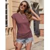 Zeagoo Women’s Cap Short Sleeve T-Shirts Ruched Crew Neck Trendy Fashion Tunic Blouse(3pcs Dark Red  Navy Blue  Black)