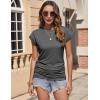 Zeagoo Women’s Cap Short Sleeve T-Shirts Ruched Crew Neck Trendy Fashion Tunic Blouse(3pcs Khaki  Dark Gray  Blue Green)