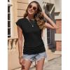 Zeagoo Women’s Cap Short Sleeve T-Shirts Ruched Crew Neck Trendy Fashion Tunic Blouse(3pcs Light Green  Grey Purple  Black)