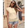 Zeagoo Women’s Cap Short Sleeve T-Shirts Ruched Crew Neck Trendy Fashion Tunic Blouse(3pcs W-brown  Beige  Black)