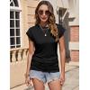 Zeagoo Women’s Cap Short Sleeve T-Shirts Ruched Crew Neck Trendy Fashion Tunic Blouse(3pcs W-brown  Beige  Black)