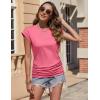 Zeagoo Women’s Cap Short Sleeve T-Shirts Ruched Crew Neck Trendy Fashion Tunic Blouse(3pcs X-watermelon Red  Khaki  Black)