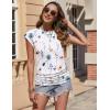 Zeagoo Women’s Cap Short Sleeve T-Shirts Ruched Crew Neck Trendy Fashion Tunic Blouse(3pcs Y-flower White  Pink  Black)