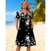 Zeagoo Women’s Casual Dresses with Pockets Summer Floral V-Neck A-Line Tshirt Dress Short Sleeve Mini Dress Beach Sundress(A03-black Floral)