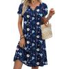 Zeagoo Women’s Casual Dresses with Pockets Summer Floral V-Neck A-Line Tshirt Dress Short Sleeve Mini Dress Beach Sundress(Navy Blue Floral)