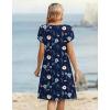 Zeagoo Women’s Casual Dresses with Pockets Summer Floral V-Neck A-Line Tshirt Dress Short Sleeve Mini Dress Beach Sundress(Navy Blue Floral)