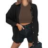 Zeagoo Womens Color Block Button Down Shirts Long Sleeve Linen Shirt Oversized Cotton Blouses Tops with Bust Pocket(S Black)