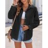 Zeagoo Womens Color Block Button Down Shirts Long Sleeve Linen Shirt Oversized Cotton Blouses Tops with Bust Pocket(S Black)