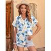 Zeagoo Women’s Hawaiian Button Down Shirts Casual Short Sleeve Floral Tropical Print Summer Blouse Tunic Top(Zw37)
