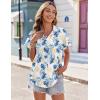 Zeagoo Women’s Hawaiian Button Down Shirts Casual Short Sleeve Floral Tropical Print Summer Blouse Tunic Top(Zw37)