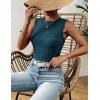 Zeagoo Women’s High Neck Tank Top 2026 Summer Casual Ribbed Knit Slim Fitted Basic Textured Sleeveless Shirts(Blue Green)
