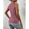 Zeagoo Women’s High Neck Tank Top 2026 Summer Casual Ribbed Knit Slim Fitted Basic Textured Sleeveless Shirts(Red Bean Paste)